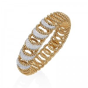 Yellow Gold Flexible Bracelet with 5 Diamond Stations
