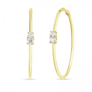 Roberto Coin Yellow Gold Diamond Hoop Earrings