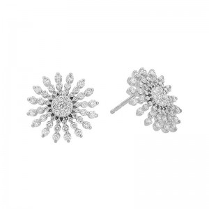 Roberto Coin Sunburst White Gold Diamond Earrings