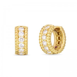 Roberto Coin Yellow Gold Diamond Hoop Earrings