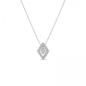 Roberto Coin White Gold Small Diamond Lozenge Necklace