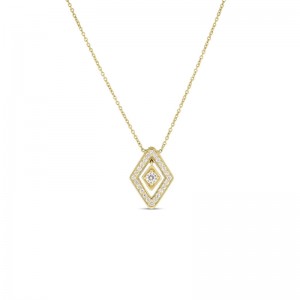 Roberto Coin Yellow Gold Small Diamond Lozenge Necklace