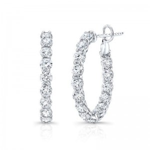 Rahaminov White Gold Diamond Hoop Earrings