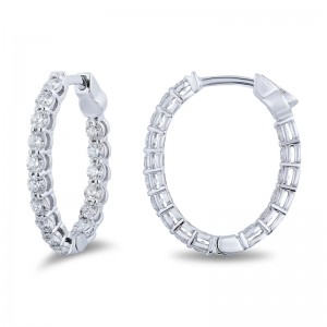 1.68ctw White Gold Small Diamond Oval Hoop Earrings