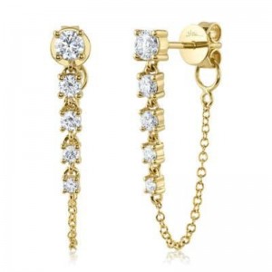 Yellow Gold Diamond Chain Earrings