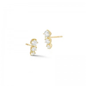 18k Yellow Gold Ara 3-Stone Studs