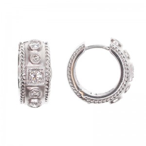 Penny Preville 18k White Gold Round & Square Matte Huggie Earrings