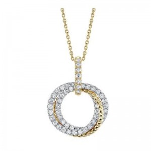 White & Yellow Gold Circles Pendant