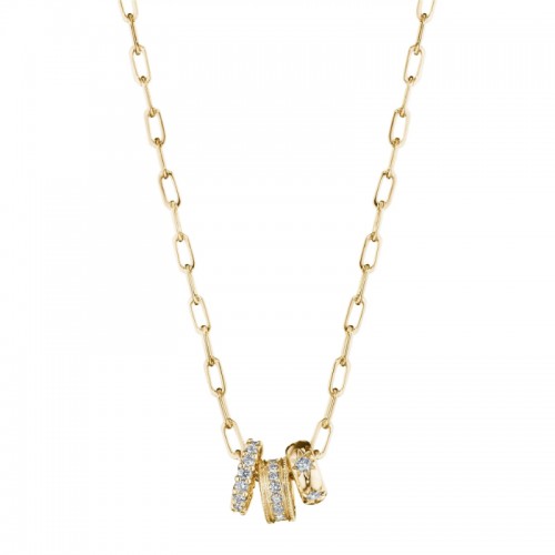 Penny Preville 18k Yellow Gold 3 Ring Charm Neckace