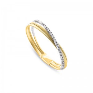 Marco Bicego Masai Collection Yellow Gold Round Diamond Triple Strand Bracelet