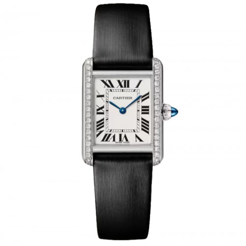 Cartier Tank Must Watch, Small Model, Quartz Movement. Steel, Leather, Diamonds