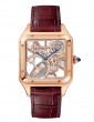 Cartier Santos-Dumont Skeleton Watch Equipped with a Micro-Rotor,  Automatic Movement, Rose Gold & Leather
