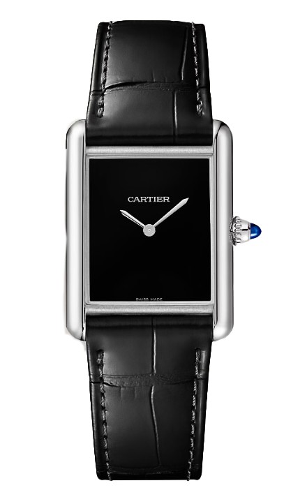 Tank Must de Cartier, Large Model, Quartz Movement, Steel, Leather