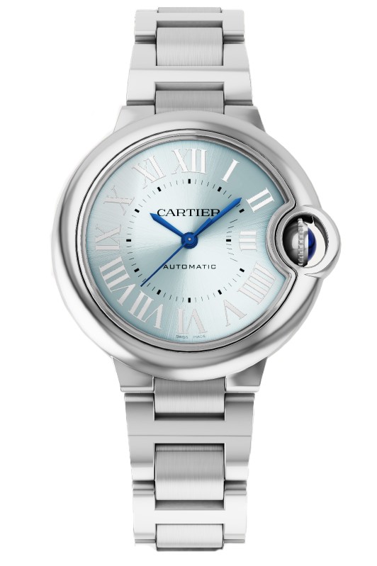 Ballon Bleu de Cartier Watch, 33mm, Automatic Movement, Steel & Ice Blue Dial