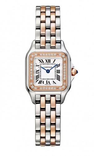 Panth&egravere De Cartier, Small Model, Quartz Movement,  Rose Gold, Steel & Diamonds