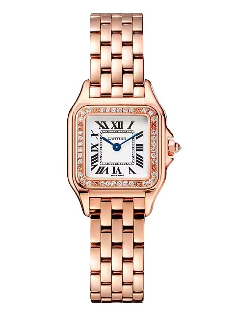 Panth&egravere de Cartier, Small Model, Quartz Movement, Rose Gold & Diamonds.
