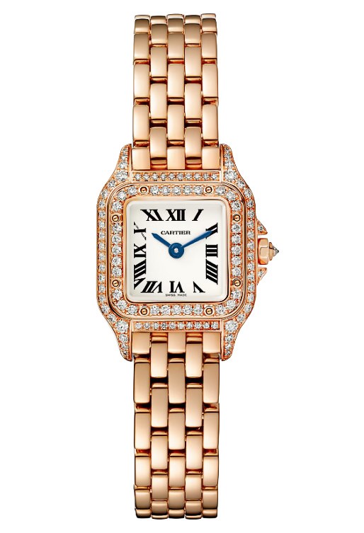 Panth&egravere de Cartier, Mini Model, Quartz Movement, Rose Gold & Diamonds.