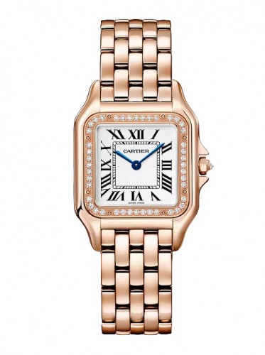 Panth&egravere de Cartier, Medium Model, Quartz Movement, Rose Gold & Diamonds