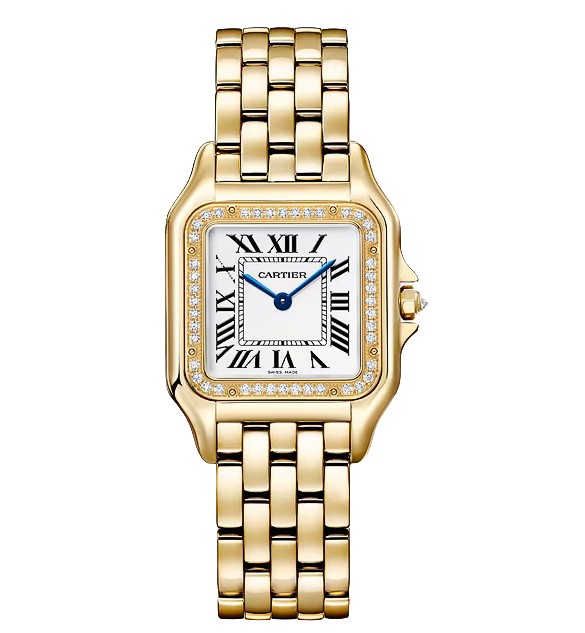Panth&egravere de Cartier Watch, Medium Model, Quartz Movement, Yellow Gold & Diamonds
