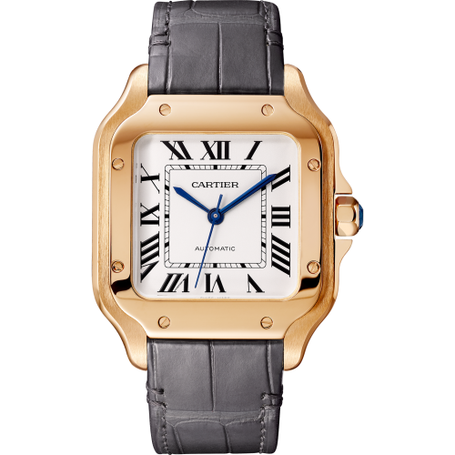 Santos de Cartier, Large Model, Automatic Movement, Rose Gold, Leather