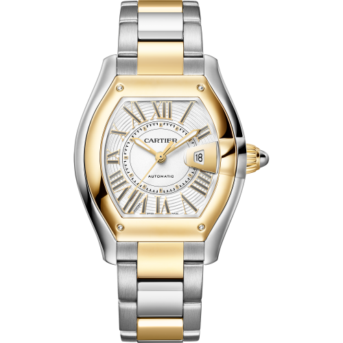Cartier Roadster Watch, Medium Model, Automatic Movement, Steel & Yellow Gold, Interchangeable Straps