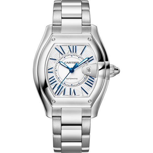 Cartier Roadster Watch, Medium Model, Automatic Movement, Steel, Interchangeable Straps