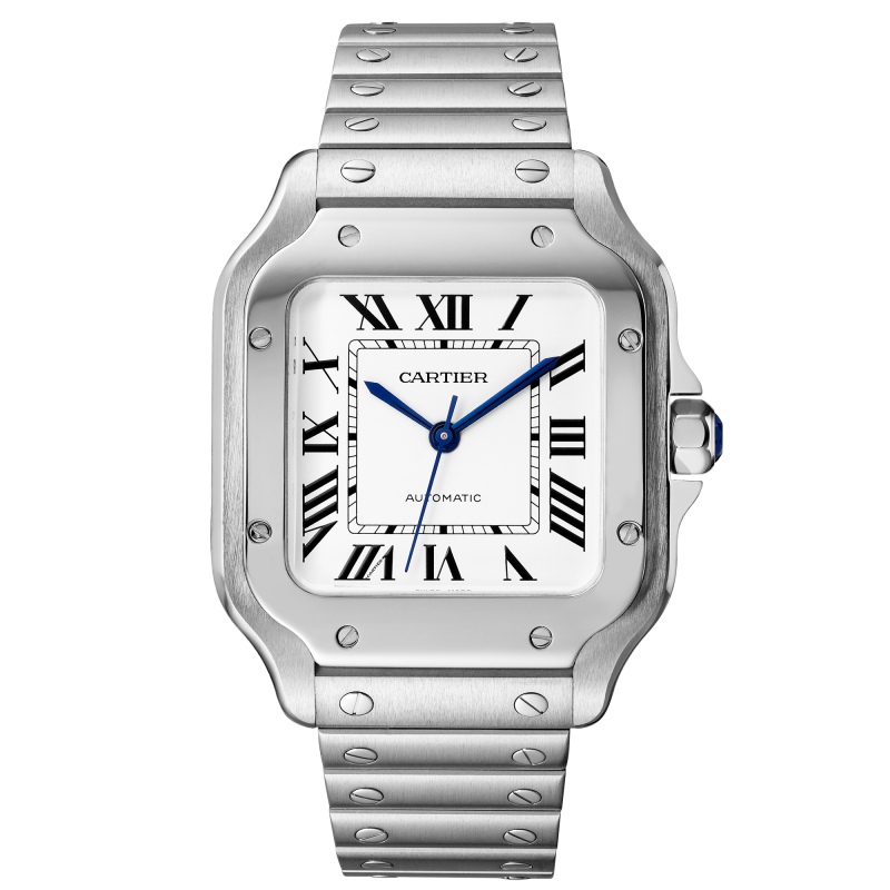 Santos de Cartier Watch, Large Model, Automatic Movement, Steel, Interchangeable Bracelets