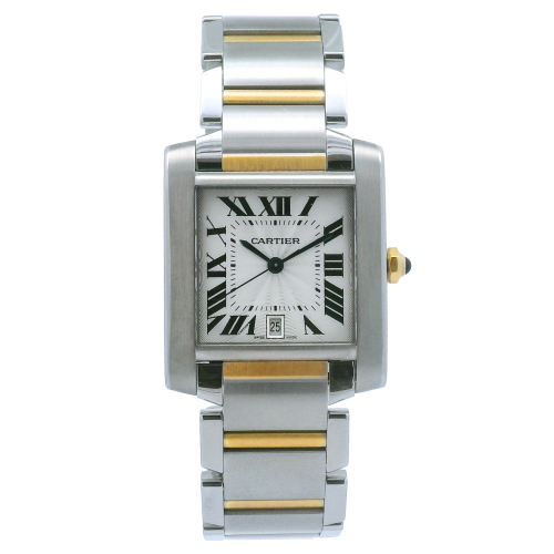 Pre-Owned Cartier Tank Fancaise in Steel & Yellow Gold
