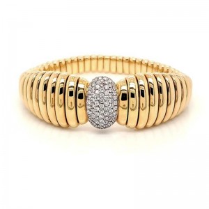 2.50ctw Yellow Gold Stretch Bracelet with Diamond Station
