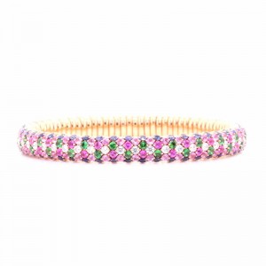 8.94ctw Rose Gold Multi-Color Sapphire & 1.40ctw Diamond Stretch Bracelet
