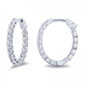 1.68ctw White Gold Oval Cut Diamond Small Hoop Earrings