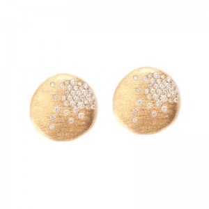 Yellow Gold Diamond Earrings with Satin Finish
