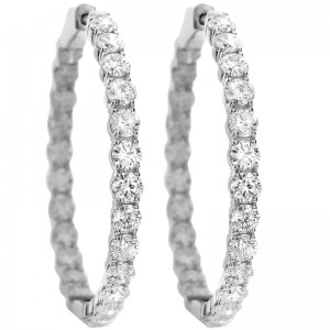 10.00ctw White Gold Diamond Hoop Earrings