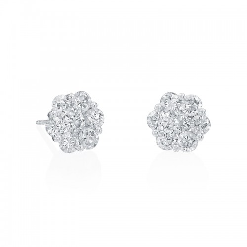 2.06ctw White Gold Diamond Cluster Stud Earrings