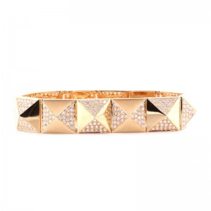 7.30ctw Yellow Gold Diamond Pyramid Link Bracelet