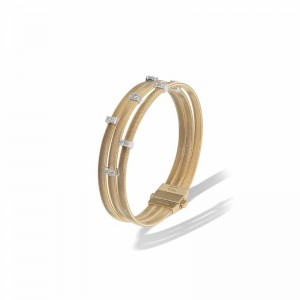 Marco Bicego Masai Collection Yellow Gold Triple Strand Bracelet with Diamonds