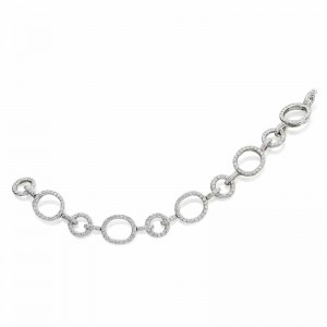 4.57ctw White Gold Circle Diamond Link Bracelet
