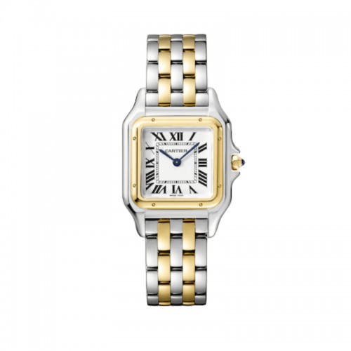 Panth&egravere de Cartier Watch, Medium Model, Quartz Movement, Yellow Gold, Steel