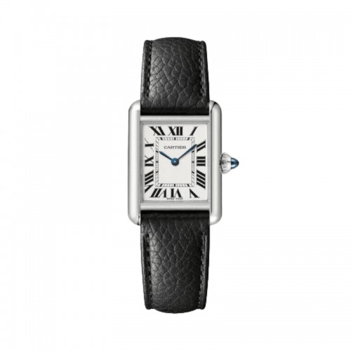 Tank Must de Cartier, Small Model, High Autonomy Quartz Movement, Steel, Leather