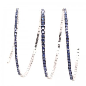 Rahaminov White Gold Sappjire Triple Row Coil Bracelet