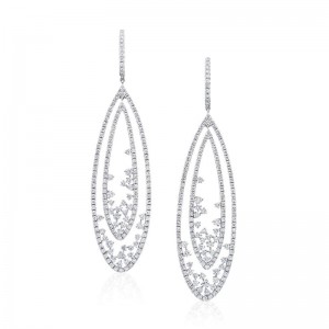 4.30ctw White Gold Oval Drop Diamond Earrings