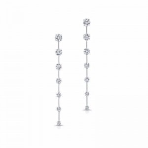 Rahaminov White Gold Diamond Bar Earrings