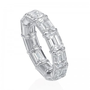 Rahaminov White Gold Emerald Cut Diamond Eternity Wedding Band