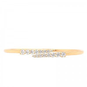 1.99ctw Yellow Gold Bypass Round Brilliant Cut Diamond Bangle