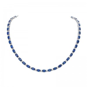 25.18ctw White Gold Sapphire & 3.57ctw Diamond Necklace
