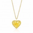 Rahaminov Yellow Gold Fancy Intense Yellow Heart Shape Diamond Halo Pendant