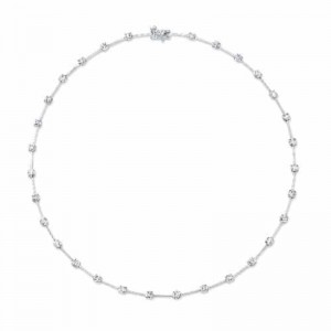 Rahaminov White Gold Diamond Bar Necklace