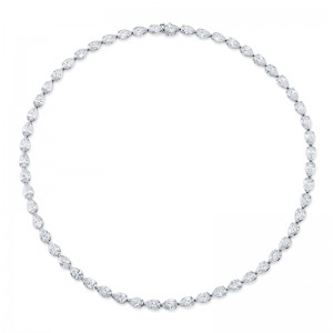 Rahaminov White Gold Pear Shape Diamond Mini-Bar Necklace