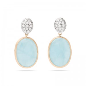 Marco Bicego Siviglia Collection Yellow Gold Drop Aquamarine Diamond Earrings