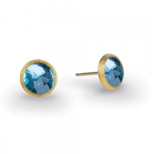 Marco Bicego Jaipur Collection 18k Yellow Gold Blue Topaz Stud Earrings.